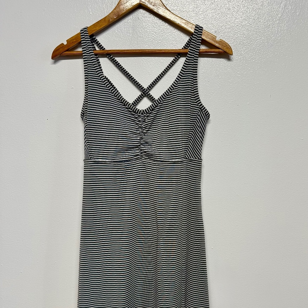 Prana Women's M Gray Pink Striped Dreaming Dress Athleisure Shelf Bra Strappy